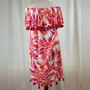 Escapada Tasseled Short Monica Dress with Pink Tassels in Pink Jungle